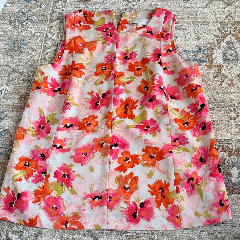 LOFT Pink and Orange Floral Top